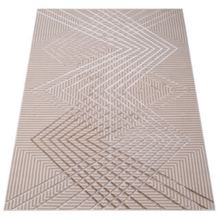 Vloerkleed Crystal Beige Bruin Zigzag Geometrisch 3D Effect