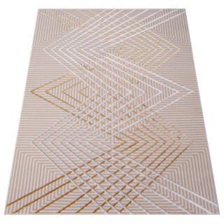 Vloerkleed Crystal Gold Beige ZigZag Geometrisch 3D Effect