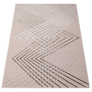 Vloerkleed Crystal Groen Beige ZigZag Geometrisch 3D Effect