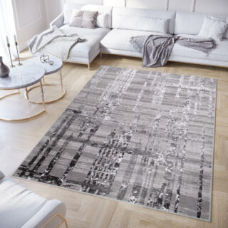 Vloerkleed Crystal Grijs Gestreept Abstract 3D Effect