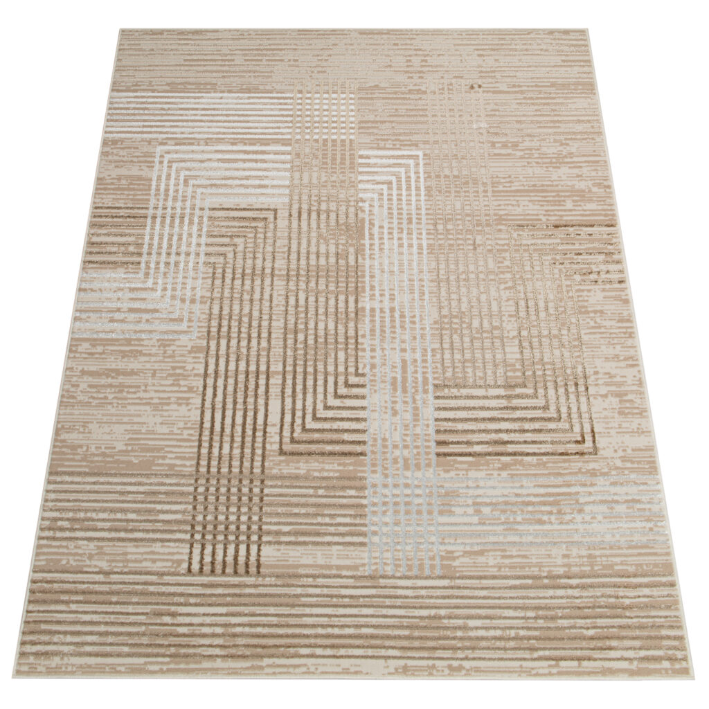 Vloerkleed Crystal Bruin Beige Cream Strepen 3D Effect