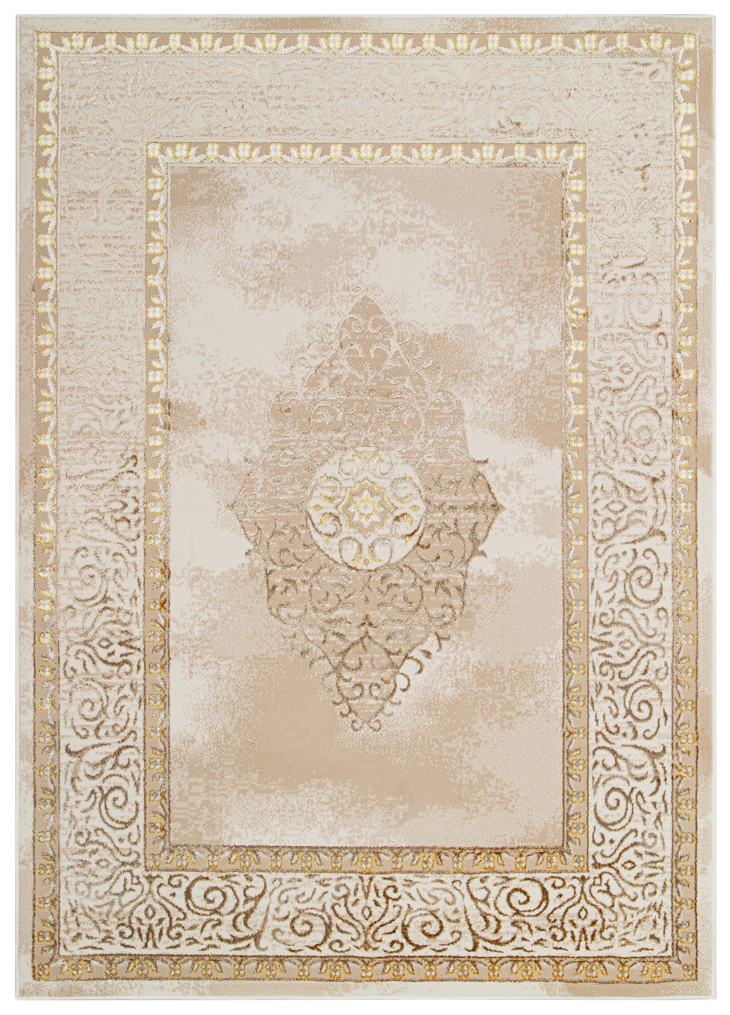 Vloerkleed Ares Goudkleur Bruin Beige Rozet