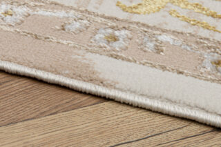 Vloerkleed Ares Goudkleur Beige Rozet Vintage