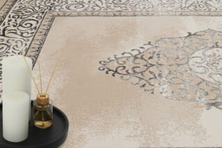 Vloerkleed Ares Grijs Beige Rozet Vintage