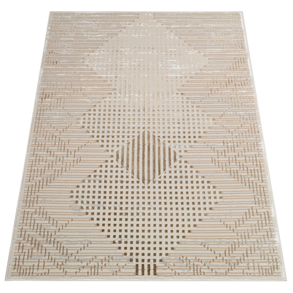 Vloerkleed Crystal Bruin Beige Vintage Ruiten 3D Effect