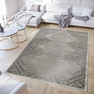 Vloerkleed Crystal Grijs Vintage Ruiten 3D Effect