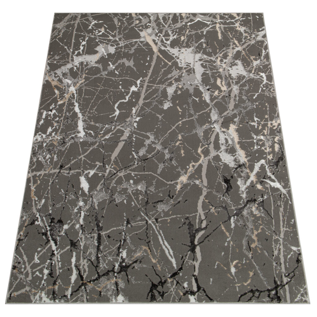 Vloerkleed Crystal Donker Grijs Abstract Marmer 3D Effect