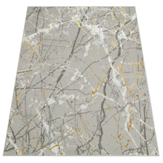 Vloerkleed Crystal Grijs Gold Abstract Marmer 3D Effect