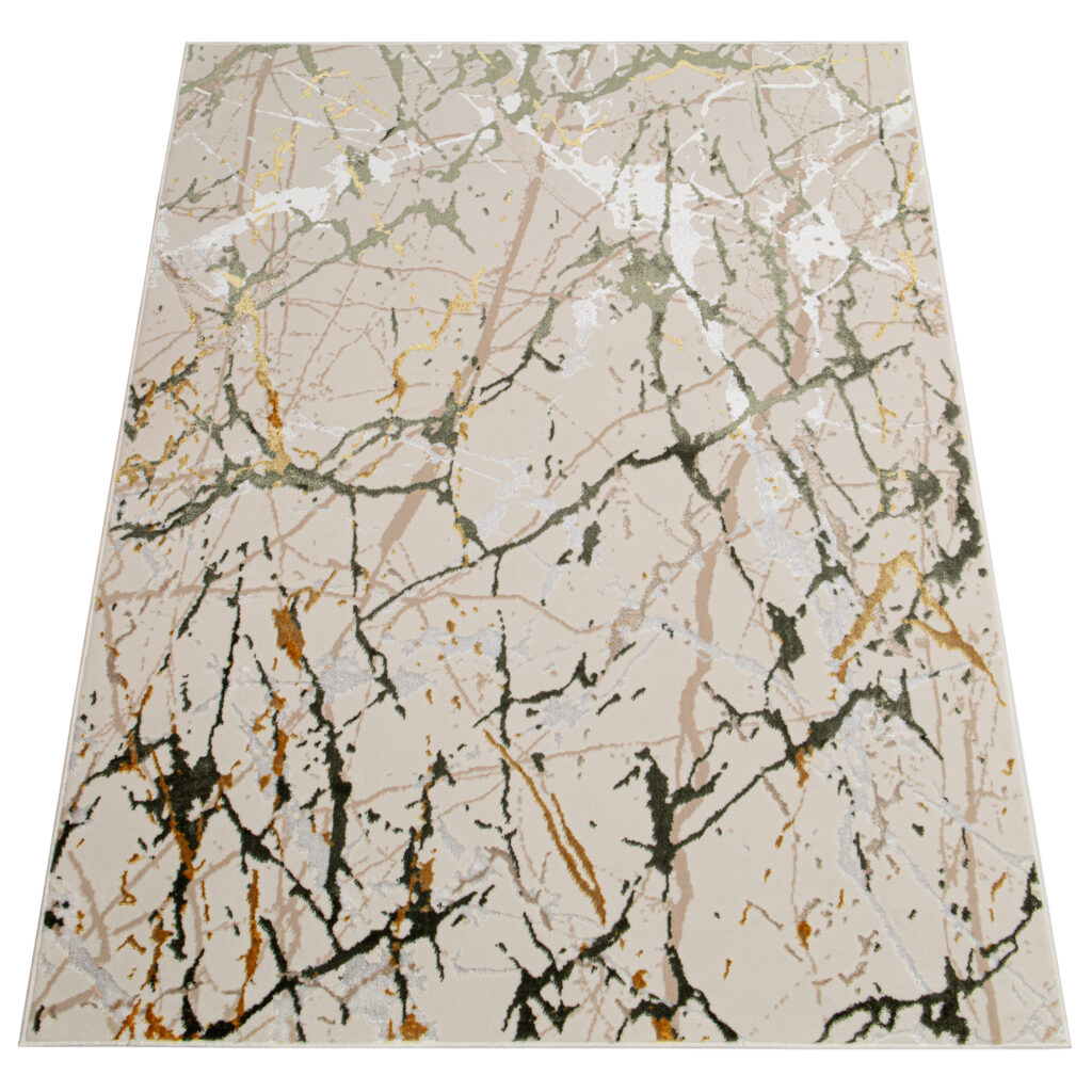 Vloerkleed Crystal Groen Creme Abstract Marmer 3D Effect