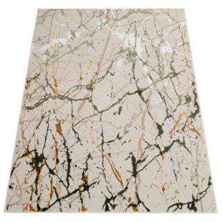 Vloerkleed Crystal Groen Creme Abstract Marmer 3D Effect