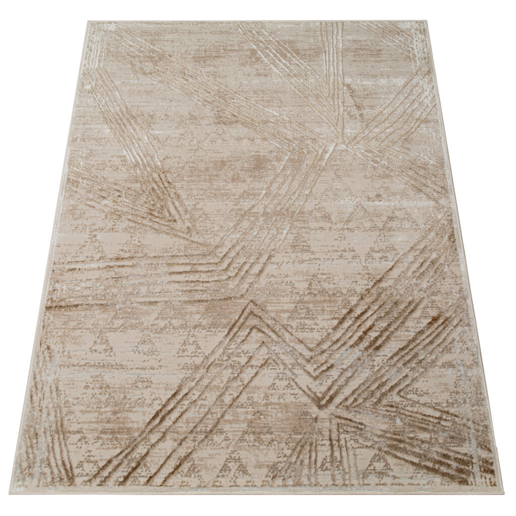 Vloerkleed Crystal Cream Bruin Gevlekte Lijnen 3D Effect