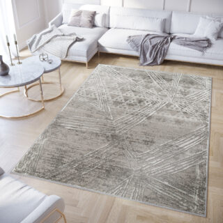Vloerkleed Crystal Licht Grijs Gevlekte Lijnen 3D Effect