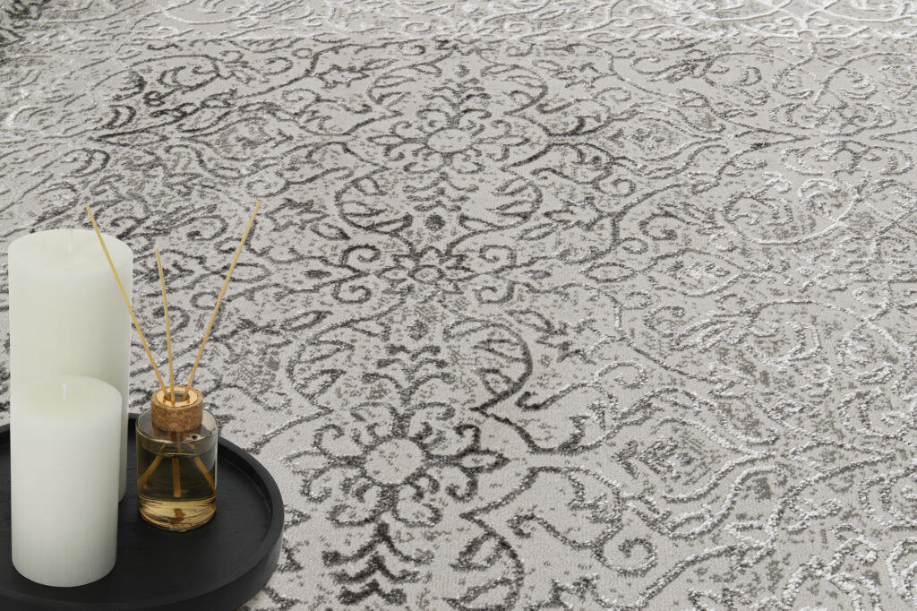 Vloerkleed Ares Licht Grijs Ornamenten Vintage