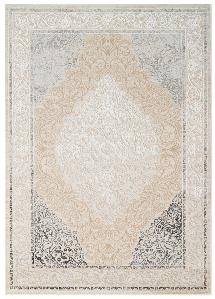 Vloerkleed Ares Creme Grijs Vintage Medaillon