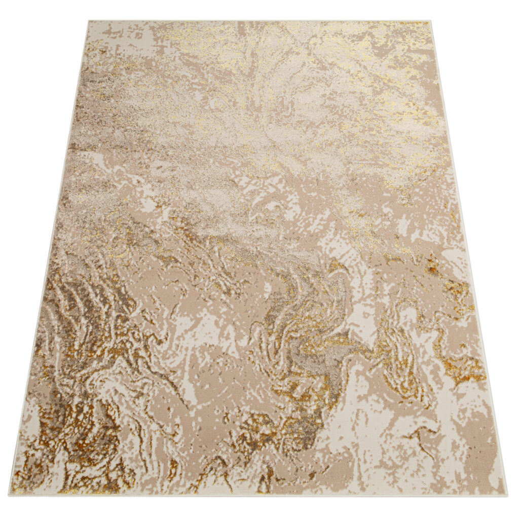 Vloerkleed Crystal Beige Goud Crème Marmer 3D Effect