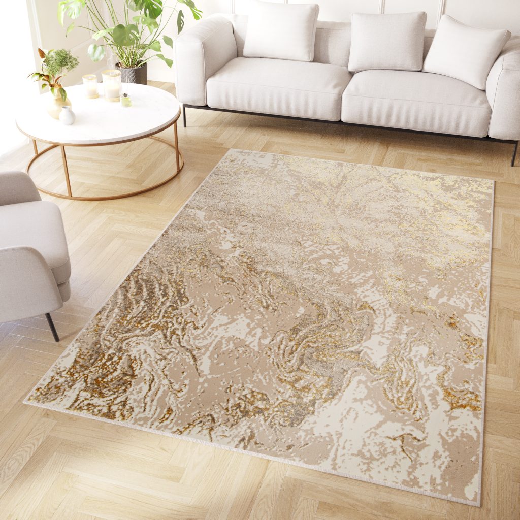 Zijden bloemen boeket - kunstbloemen - peach - crème - goud - 80cm