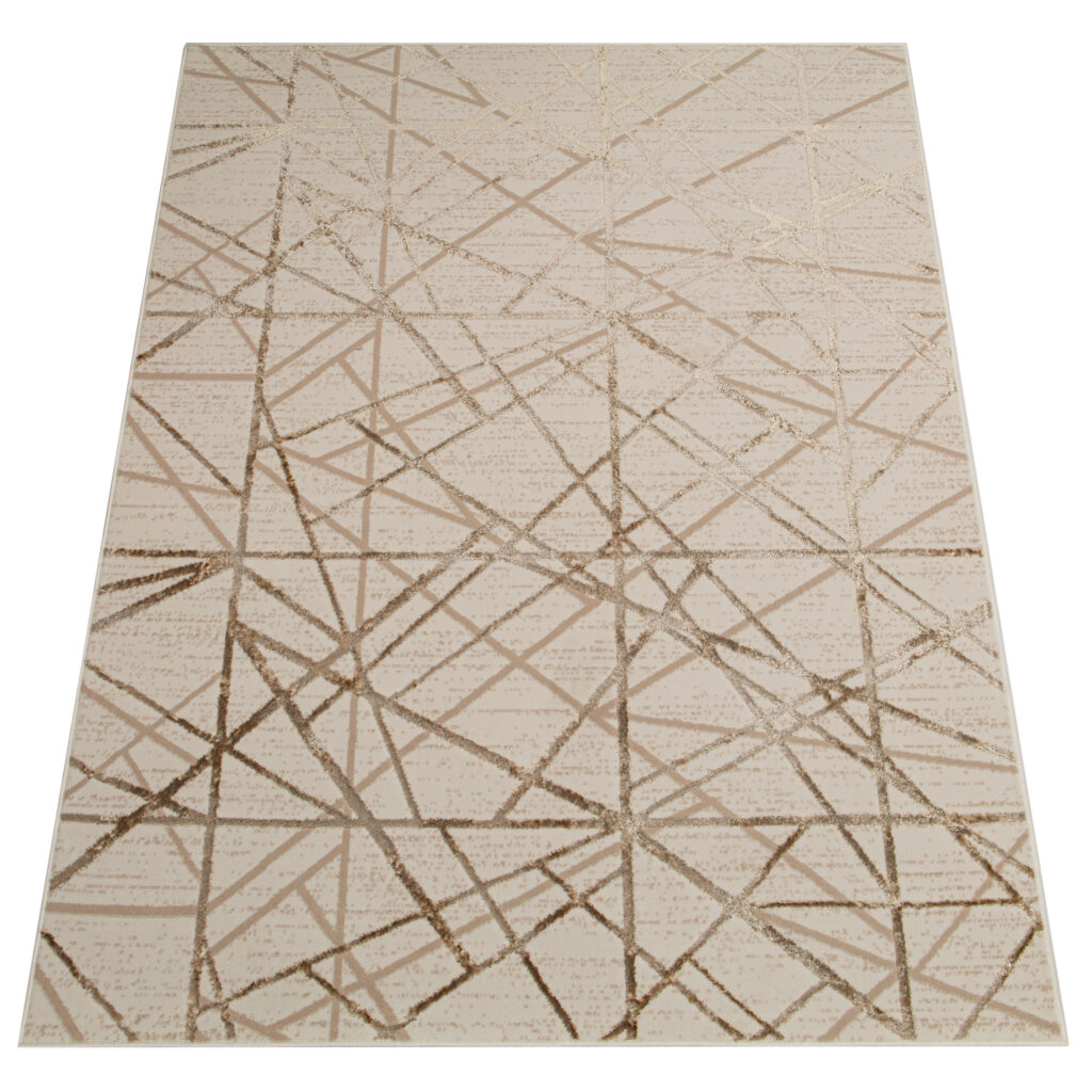 Vloerkleed Crystal Beige Bruin Abstracte Lijnen 3D Effect