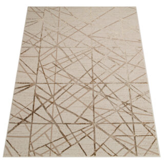 Vloerkleed Crystal Beige Bruin Abstracte Lijnen 3D Effect