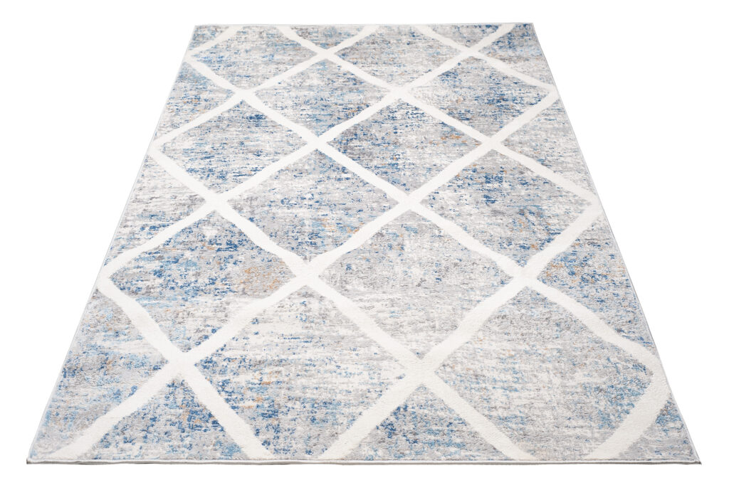 Vloerkleed Valley Grijs Blauw Geometrisch Geruit