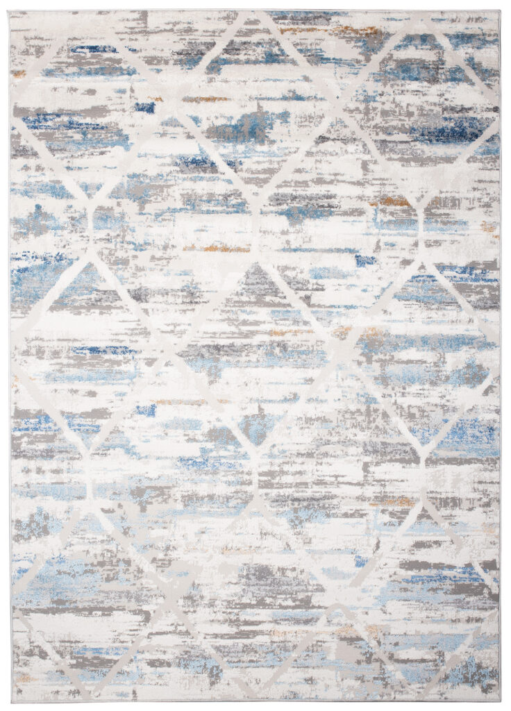 Vloerkleed Valley Grijs Blauw Geometrisch Gewreven