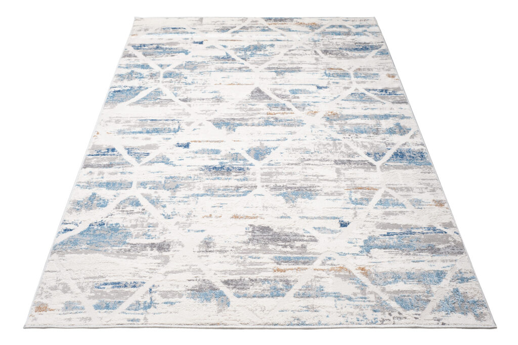 Vloerkleed Valley Grijs Blauw Geometrisch Gewreven