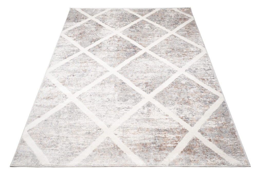 Vloerkleed Valley Grijs Koperkleur Geometrisch Geruit