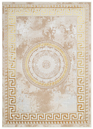 Vloerkleed Ares Goudkleur Beige Ornamenten Medaillon