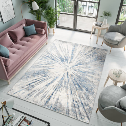 Vloerkleed Valley Grijs Blauw Abstract Glas