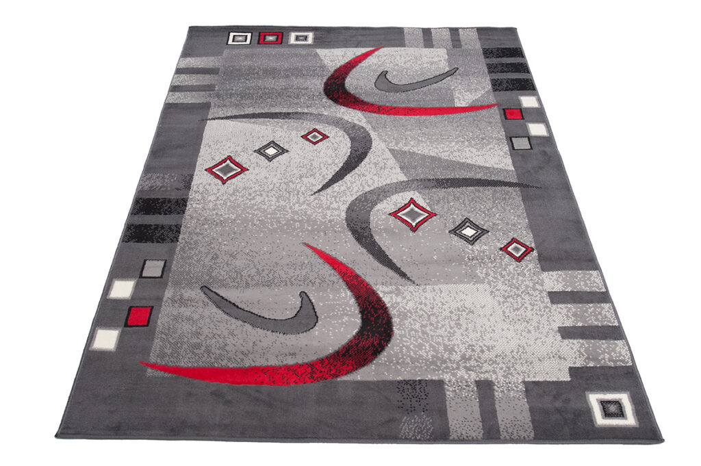 Vloerkleed Dream Modern Grijs Rood Halvemaan