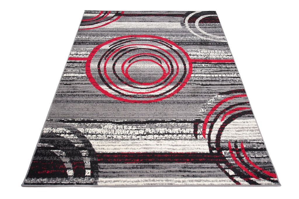 Vloerkleed Dream Grijs Rood Abstract Cirkels