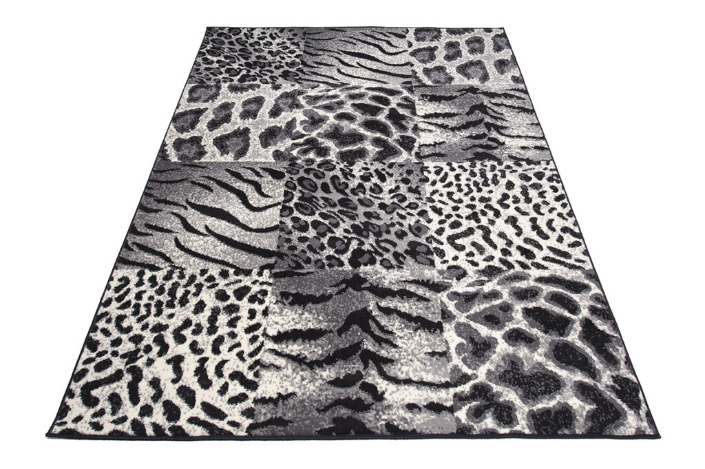 Vloerkleed Dream Grijs Zwart Dierenprint Vierkanten