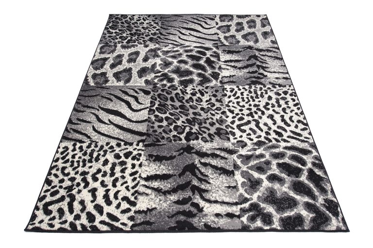 Vloerkleed Dream Grijs Zwart Dierenprint Vierkanten