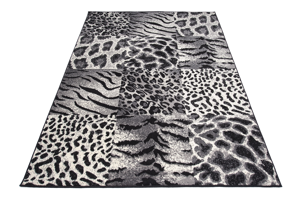 Vloerkleed Dream Grijs Zwart Dierenprint Vierkanten