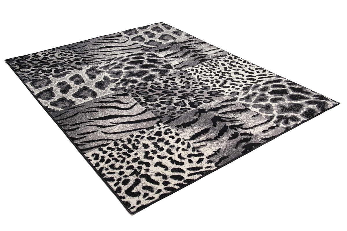Vloerkleed Dream Grijs Zwart Dierenprint Vierkanten