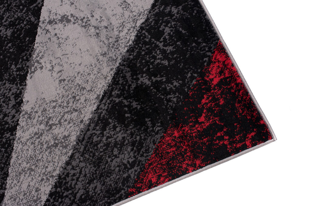 Vloerkleed Dream Geometrisch Grijs Rood Vierkanten