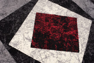 Vloerkleed Dream Geometrisch Grijs Rood Vierkanten