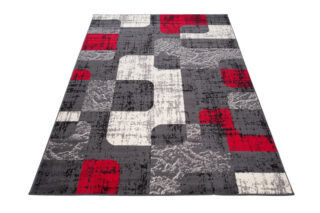 Vloerkleed Dream Grijs Wit Rood Meetkundige Figuren