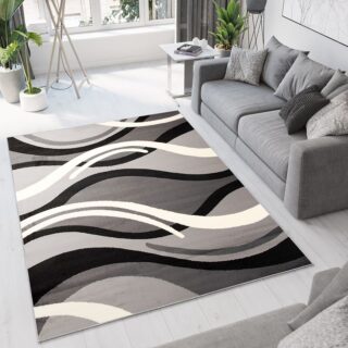 Vloerkleed Dream Donker Grijs Creme Geometrisch Golven