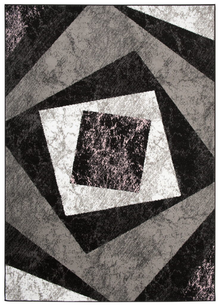 Vloerkleed Dream Geometrisch Grijs Roze Vierkanten