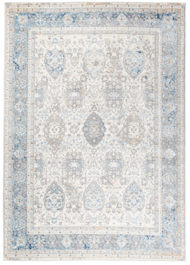 Vloerkleed Valley Grijs Blauw Vintage Frame