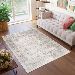 Vloerkleed Valley Grijs Beige Ornamenten Frame