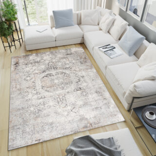 Vloerkleed Valley Grijs Beige Vintage Ornamenten
