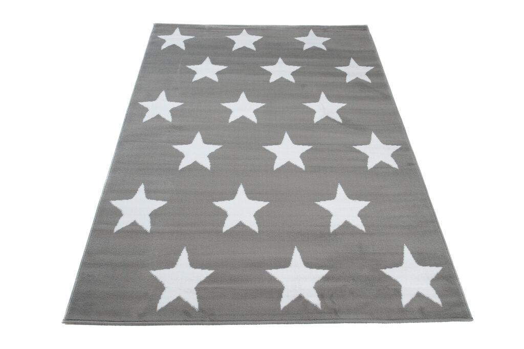 Vloerkleed Luxury Grijs Wit Sterren Kindertapijt