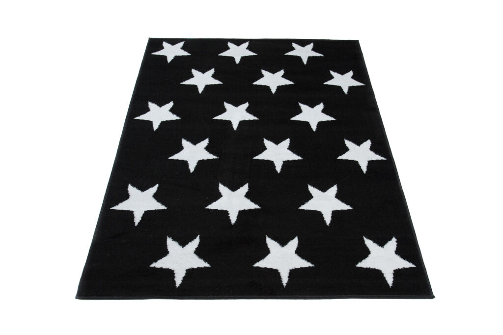 Vloerkleed Luxury Zwart Wit Sterren Kindertapijt