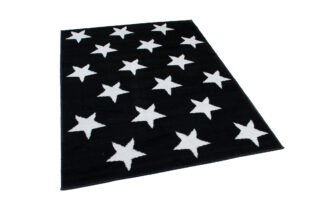 Vloerkleed Luxury Zwart Wit Sterren Kindertapijt