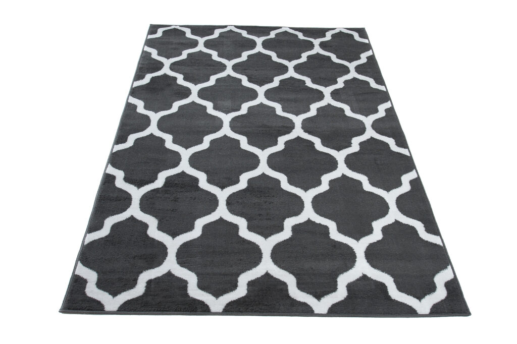 Vloerkleed Luxury Donker Grijs Wit Geometrisch Trellis