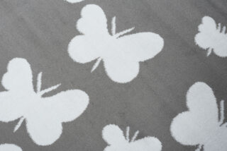 Vloerkleed Luxury Grijs Wit Vlinders Kindertapijt