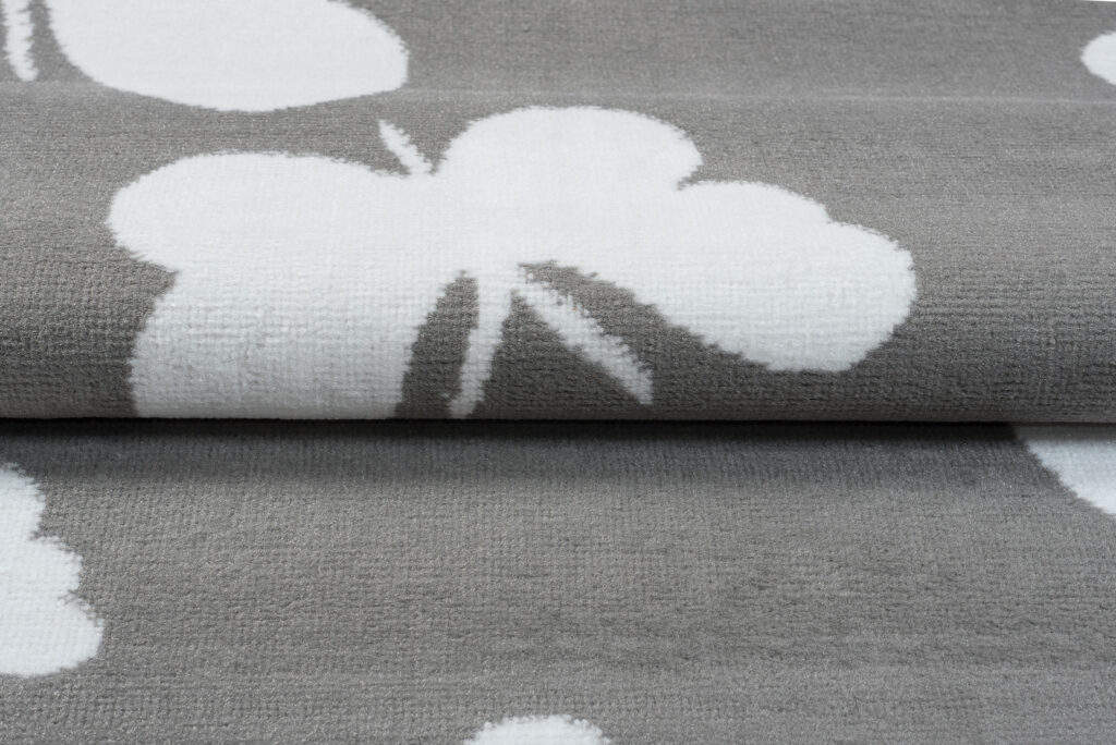 Vloerkleed Luxury Grijs Wit Vlinders Kindertapijt