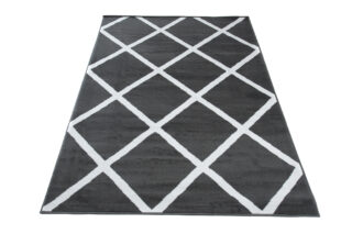 Vloerkleed Luxury Donker Grijs Wit Geometrisch Geruit
