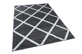 Vloerkleed Luxury Donker Grijs Wit Geometrisch Geruit